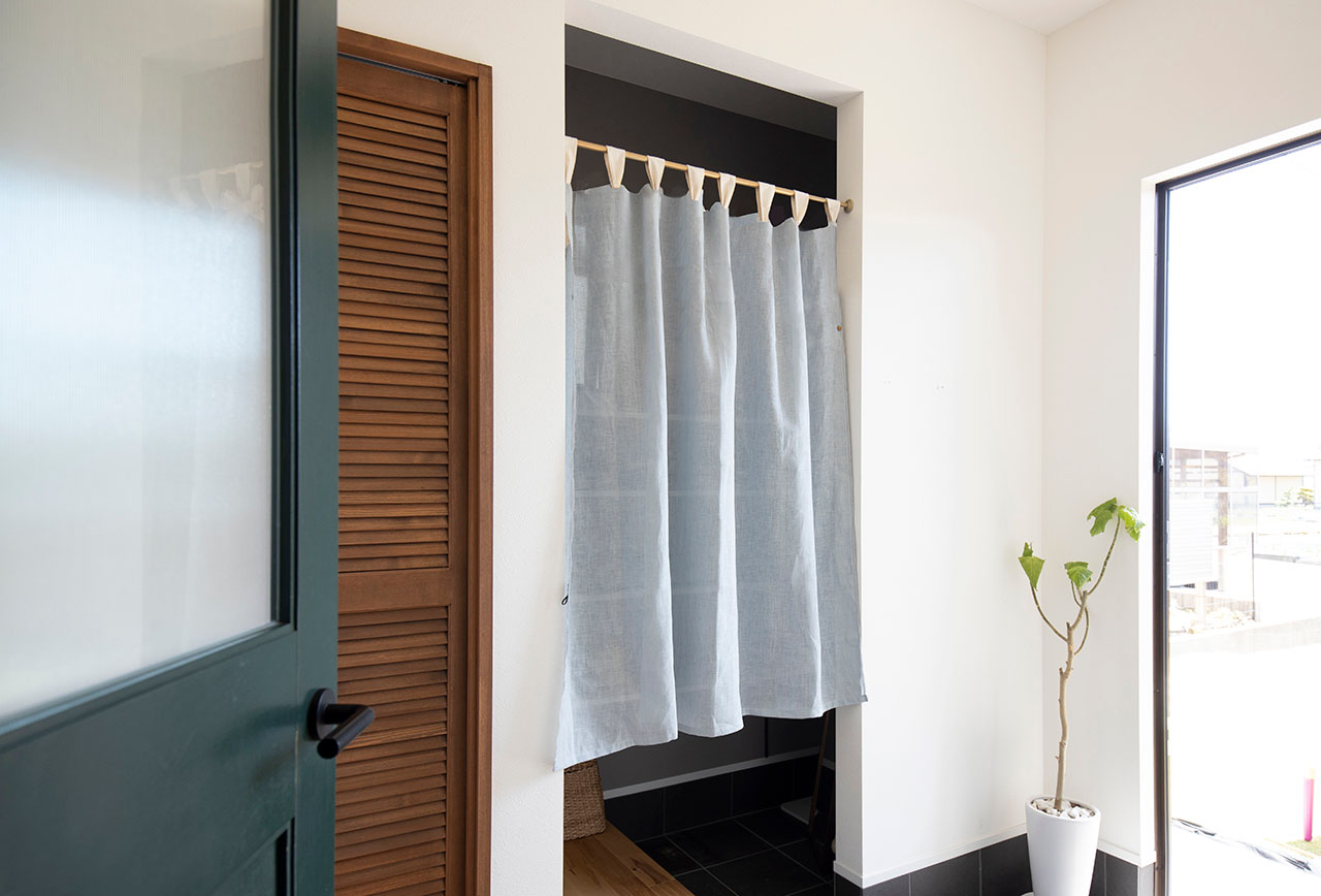 自然素材 間仕切りカーテン エブリ ミント(旧グリーン) 麻100